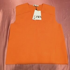 NWT Zara Orange Sweater Vest Size M
